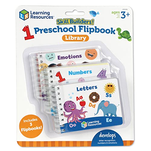 Learning Resources Skill Builders! Preschool Flipbooks -3 Pieces, Ages 3+, Preschool Learning Activities, ABC and Numbers for Toddlers, Activity Book