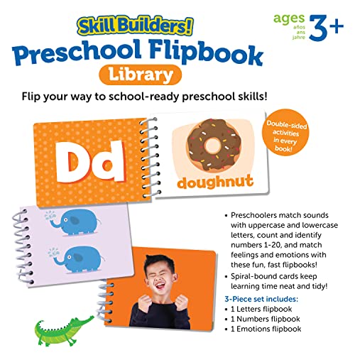 Learning Resources Skill Builders! Preschool Flipbooks -3 Pieces, Ages 3+, Preschool Learning Activities, ABC and Numbers for Toddlers, Activity Book