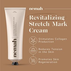 Revitalizing Stretch Mark Cream, Ultra-Hydrating Stretch Mark Cream for Pregnancy, Postpartum and Pregnancy Essentials, Vegan Cream with Vanistryl, Shea Butter, and Macadamia Oil, 100 g - Nēmah