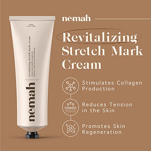 Revitalizing Stretch Mark Cream, Ultra-Hydrating Stretch Mark Cream for Pregnancy, Postpartum and Pregnancy Essentials, Vegan Cream with Vanistryl, Shea Butter, and Macadamia Oil, 100 g - Nēmah