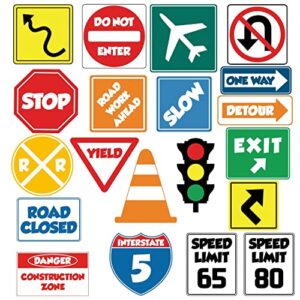 iarttop road signs wall decal, traffic sign wall stickers, stop street transportation signs vinyl wall decals for kids bedroom classroom playroom nursery wall decoration