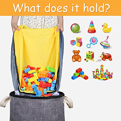 Toy Storage Basket and Play Mat, Toy Storage Bins Toy Storage Organizer waterproof portable Container Bag for Toys Kids Classroom Cleanup Toy Organizer with 59”Removable Play Mat, 12.5”x13.5”