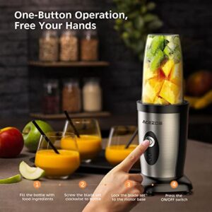 Acezoe Bullet Blender Shakes and Smoothies, 850W Portable Blender, One-Button Mixer, 3D 6-leafs, 2x17oz Personal Blender Bottle, BPA Free Kitchen, baby food, Grinding, Juice