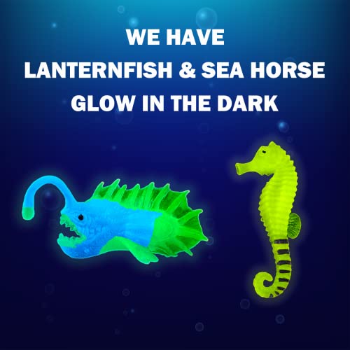 Color Changing Mold Free Bath Toys for Toddlers Kids, Color Change Sea Creatures Ocean Animal Toys & Glow in The Dark Toy with Bath Book(13 Pack), Water Table Toys Rubber Fish Toys for Kids Bathtub