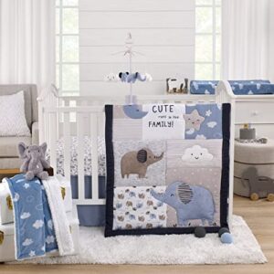 Carter's Blue Elephant - Chambray, and White Clouds, Moon and Stars Super Soft Contoured Changing Pad Cover