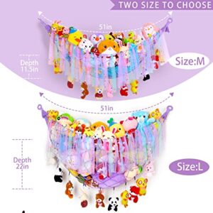 Unicorn Castle Stuffed Animals Hammock Net Toy Storage Organizer, Stuffed Animals Storage Toy Holder Boho Wall Hanging Décor for Nursery Kids Play Room Bedroom,White