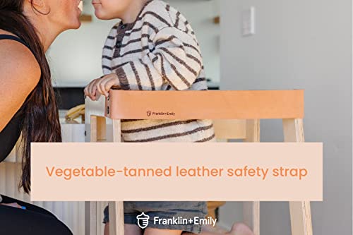 Franklin + Emily Wooden Toddler Tower and Step Stool (Toddler Step Stool with Leather Strap, Kitchen Helper Tower, Kitchen Tower, Safety Stool, Kid Step Stool, Activity Tower, Montessori Tower)