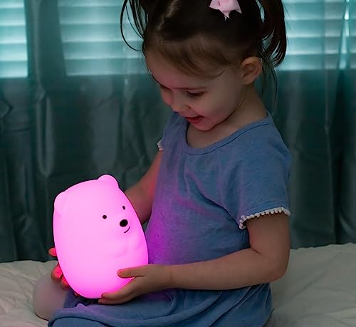 Lumipets Animal Kids Night Light, Silicone Nursery Light for Baby and Toddler, Squishy Night Light for Kids Room, Animal Night Lights for Girls and Boys, Kawaii Lamp (Junior Bear)