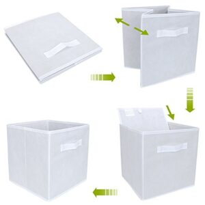 EZOWare Set of 12 Foldable Basket Bin Collapsible Storage Cube For Nursery, Kids Toys Organizer, Shelf Cabinet - (White + Purple)