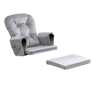 osunnus 5pcs rocking chair cushion set velvet glider rocker replacement cushions with storage for nursery glider rocking chair, gray