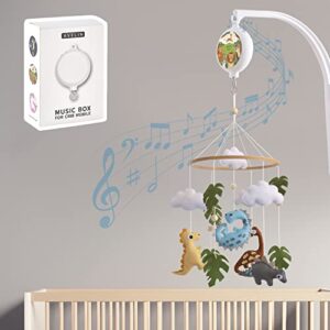 Avelin Baby Mobile Music Box, Crib Mobile Motor with 3 Modes (Turn Only,Turn & Music, Music Only)12 Long Lullabies, Volume Control, Auto-Off 30 Minutes, 3 Personalized Stickers, Rotating Music Box