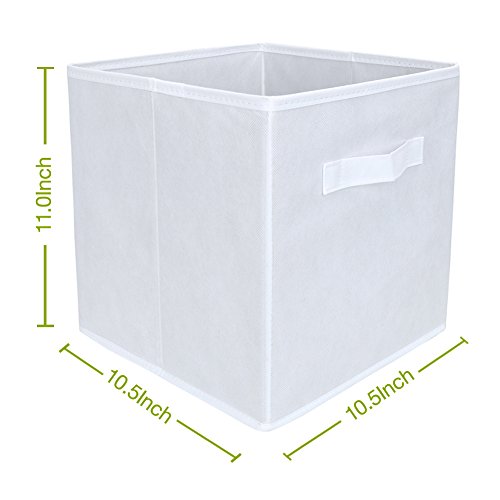 EZOWare Set of 12 Foldable Basket Bin Collapsible Storage Cube For Nursery, Kids Toys Organizer, Shelf Cabinet - (White + Gray)