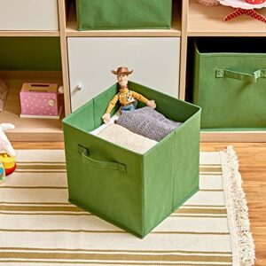 EZOWare Set of 12 Foldable Basket Bin Collapsible Storage Cube For Nursery, Kids Toys Organizer, Shelf Cabinet - (Purple + Kale Green)