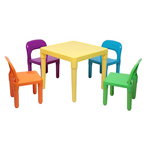 MENGKSet of Plastic Table and Chair for Children, One Desk and Four Chairs (50x50x46cm)