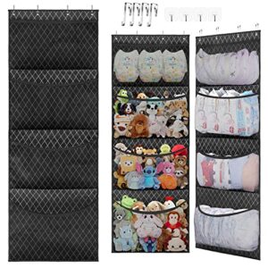extra large stuffed animal storage, stuffed animal holder over door organizer for stuffies and toy plush easy installation with breathable hanging storage pockets