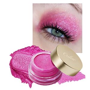oulac hot pink glitter eyeshadow highly pigmented eye shadow waterproof & long lasting for women with moisturizing smooth formula. multi-use for highlighter, shimmer glitter eye makeup. large capacity 0.42 oz.(09)