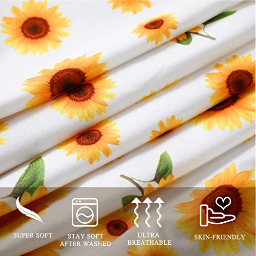 4 Pieces Muslin Sunflower Changing Pad Cover Diaper Floral Change Table Sheets Nursery Changing Pad Sheets Diaper Pad Cover for Baby Boys Girls, 31.5 x 15.75 Inches