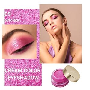 Oulac Hot Pink Glitter Eyeshadow Highly Pigmented Eye Shadow Waterproof & Long Lasting for Women with Moisturizing Smooth Formula. Multi-use for Highlighter, Shimmer Glitter Eye Makeup. Large Capacity 0.42 oz.(09)