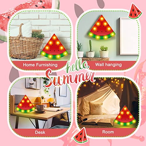 2 Pieces Watermelon Marquee Light LED Watermelon Night Lights Battery Operated Table Fun Lamp Sign Wall Watermelon Decor Decorations for Baby Kids Children Girl Bar Bedroom Nursery, Red Watermelon