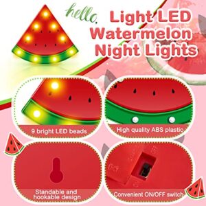 2 Pieces Watermelon Marquee Light LED Watermelon Night Lights Battery Operated Table Fun Lamp Sign Wall Watermelon Decor Decorations for Baby Kids Children Girl Bar Bedroom Nursery, Red Watermelon