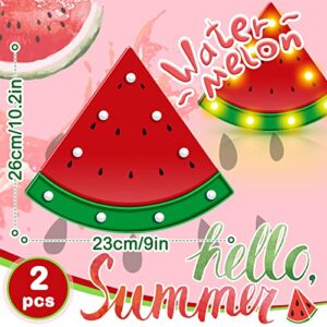 2 Pieces Watermelon Marquee Light LED Watermelon Night Lights Battery Operated Table Fun Lamp Sign Wall Watermelon Decor Decorations for Baby Kids Children Girl Bar Bedroom Nursery, Red Watermelon