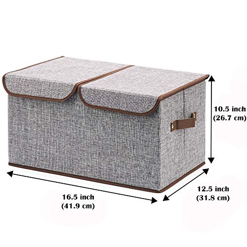 EZOWare Large Storage Boxes 6-Pack, Large Linen Fabric Foldable Storage Cubes Bin Box Containers with Lid and Handles for Nursery, Closet, Kids Room, Toys, Baby Products