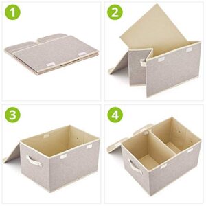 EZOWare Large Storage Boxes 6-Pack, Large Linen Fabric Foldable Storage Cubes Bin Box Containers with Lid and Handles for Nursery, Closet, Kids Room, Toys, Baby Products