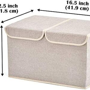 EZOWare Large Storage Boxes 6-Pack, Large Linen Fabric Foldable Storage Cubes Bin Box Containers with Lid and Handles for Nursery, Closet, Kids Room, Toys, Baby Products