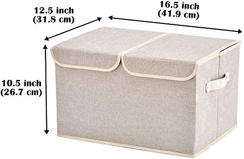 EZOWare Large Storage Boxes 6-Pack, Large Linen Fabric Foldable Storage Cubes Bin Box Containers with Lid and Handles for Nursery, Closet, Kids Room, Toys, Baby Products