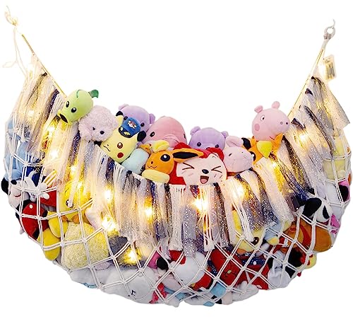 Amdermi Stuffed Animal Net or Hammock for Wall Plush Toy Holder Stuffed Animal Hammock Macrame Toy Display Toy Storage Organizers-Cream