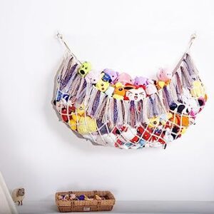 Amdermi Stuffed Animal Net or Hammock for Wall Plush Toy Holder Stuffed Animal Hammock Macrame Toy Display Toy Storage Organizers-Cream