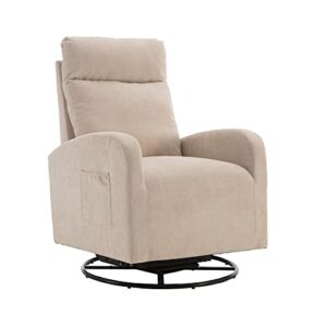 homsof rocker recliner, polyester rocking nursery, modern lounge chair for living room, one size, beige swivel glider