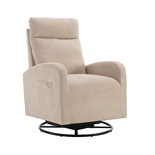 HomSof Rocker Recliner, Polyester Rocking Nursery, Modern Lounge Chair for Living Room, One Size, Beige Swivel Glider