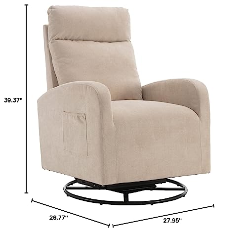 HomSof Rocker Recliner, Polyester Rocking Nursery, Modern Lounge Chair for Living Room, One Size, Beige Swivel Glider