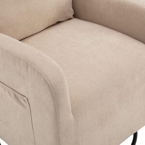 HomSof Rocker Recliner, Polyester Rocking Nursery, Modern Lounge Chair for Living Room, One Size, Beige Swivel Glider