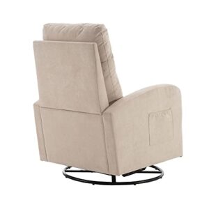 HomSof Rocker Recliner, Polyester Rocking Nursery, Modern Lounge Chair for Living Room, One Size, Beige Swivel Glider
