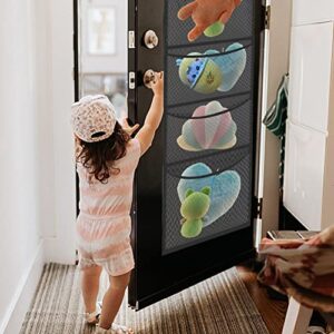 Stuffed Animal Storage, Over The Door Organizer Storage for Filling Stuff Toys, Stuffed Animals Holder with 5 Pockets, Foldable Hanging Storage Holder Storage Bag with 4 Compartments