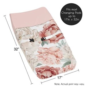 Sweet Jojo Designs Blush Pink Boho Shabby Chic Floral Girl Baby Changing Pad Cover – Infant Newborn Diaper Table Change Mat Sheet - Off White Bohemian Vintage Watercolor Flower Elegant Dusty Rose
