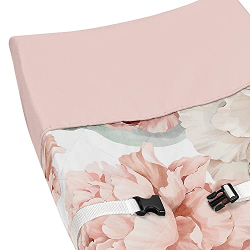 Sweet Jojo Designs Blush Pink Boho Shabby Chic Floral Girl Baby Changing Pad Cover – Infant Newborn Diaper Table Change Mat Sheet - Off White Bohemian Vintage Watercolor Flower Elegant Dusty Rose