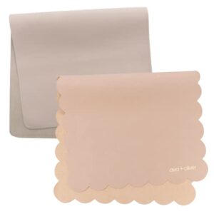 ava + oliver vegan leather baby changing mat bundle | grey rectangular and pink scallop