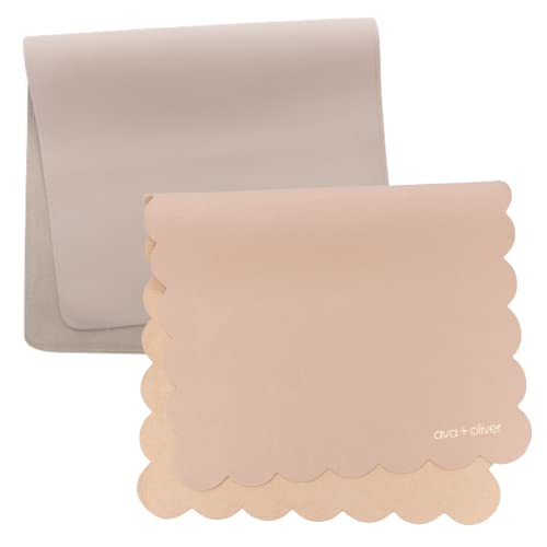 ava + oliver Vegan Leather Baby Changing Mat Bundle | Grey Rectangular and Pink Scallop