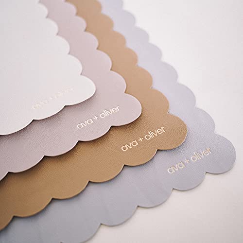 ava + oliver Vegan Leather Baby Changing Mat Bundle | Grey Rectangular and Pink Scallop