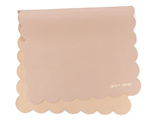 ava + oliver Vegan Leather Baby Changing Mat Bundle | Grey Rectangular and Pink Scallop