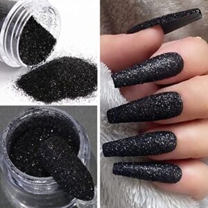 2 Boxes Holographic Nail Glitter Powder White Black Shining Sugar,1 Pieces Dip Powder Recycling Tray System Dip Case,1PCS Soft Nail Art Powder Brush Funnel,Nails Art Decoration DIY Crafts