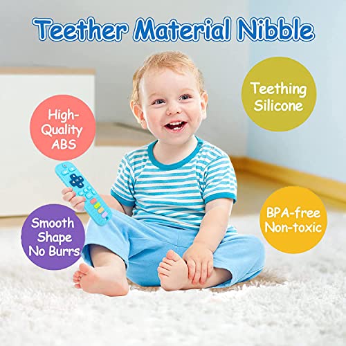 Baby Teething Toys, 2Pack Teething Toys for Babies 6-12 Months 0-6 Months, Baby Toys 6 to 12 Months, Remote Control Teething Toys, Newborn Baby Teether, Infant Toys for Baby Boy Girl Toys (Gray+Blue)
