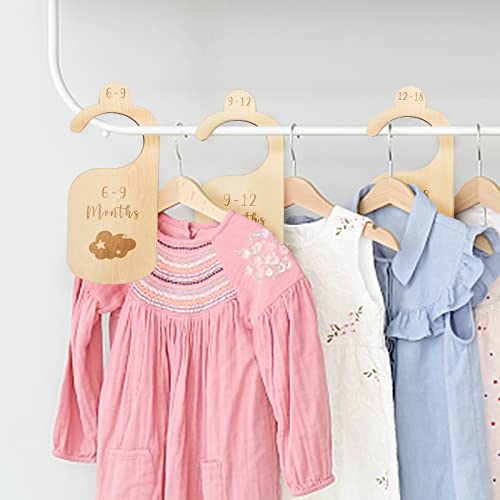 EERKEOD Baby Closet Dividers for Baby Boy Clothes, Double-Sided Baby Closet Size Organizers Hanger Clothing Dividers from Newborn to 24 Months for Nursery Decor, Baby Child Wardrobe Divider