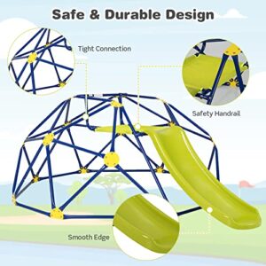 HONEY JOY Climbing Dome with Slide, 8FT Jungle Gym Monkey Bar for Backyard, Outdoor Climbing Toys for Toddlers Playground Equipment, Geometric Dome Climber for Kids Age 3-8, Gift for Boys Girls