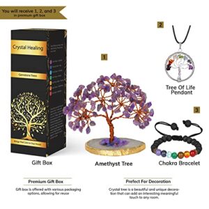 NARIBABU Amethyst Crystal Tree - Artificial Bonsai Tree - Purple Stone - Housewarming Gifts for Women - Money Tree Plant - Crystal Decor - Feng Shui Crystals and Stones - Tree of Life Gifts