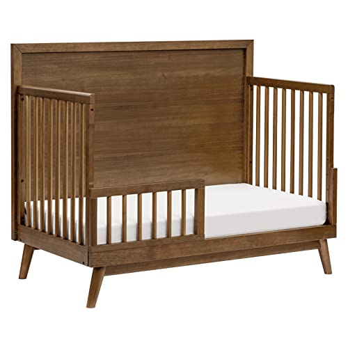 babyletto Palma 4-in-1 Convertible Crib with Toddler Bed Conversion Kit in Natural Walnut, Greenguard Gold Certified