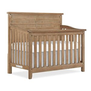 evolur andorra 5-in-1 convertible crib in barnwood, greenguard gold and jpma certified, made of hardwood, easy to assemble, wooden nursery furniture